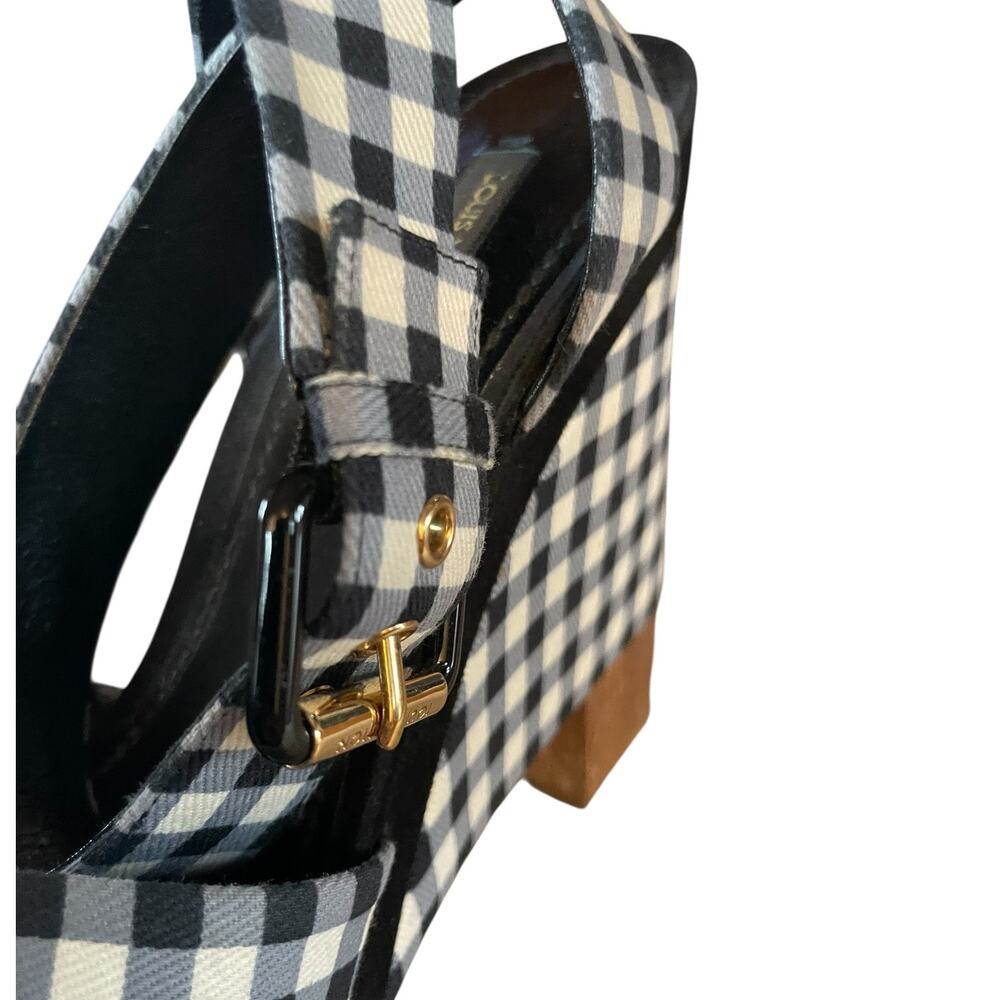 Louis Vuitton Navy Gingham Sandals View 6